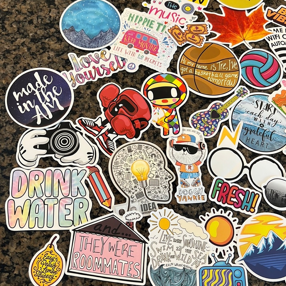 Assorted Stickers / Water Bottle Sticker Bundle (75) - Picture 2 of 8